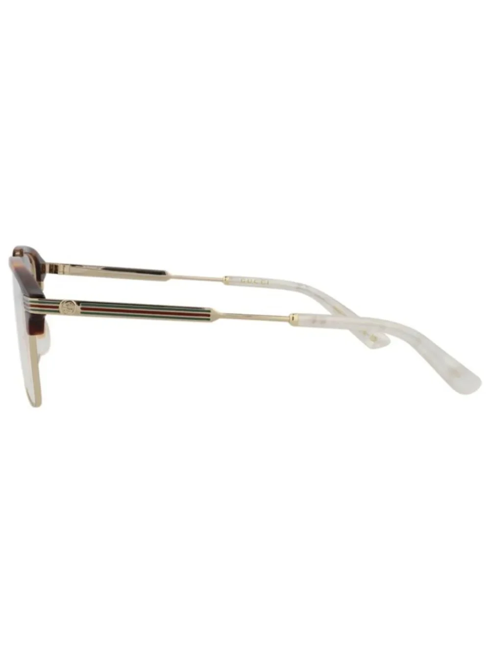 New Gucci Women's Eyeglasses Square Rectangle Metal Frame Mens Gold Gold